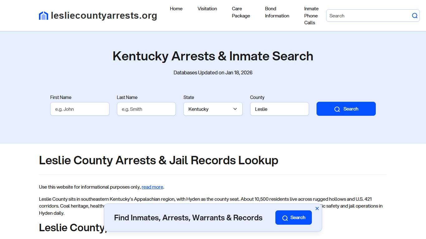 Leslie County, KY Arrests, Warrants, Police Records Search