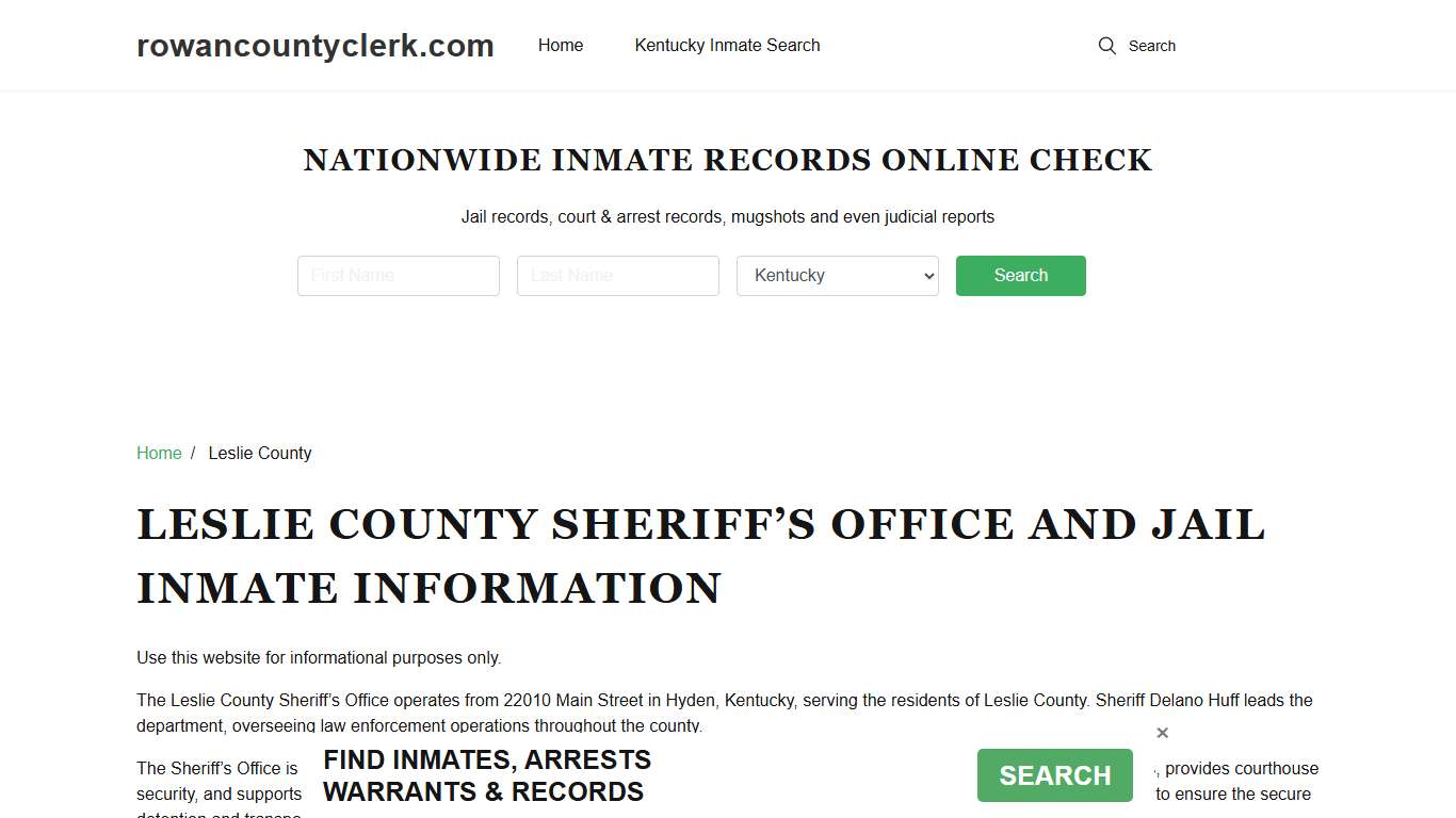Leslie County Sheriff, KY, Jail Inmate Search, Recent Arrests